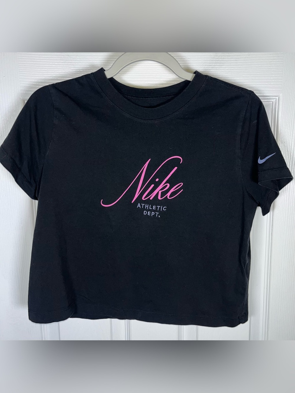 Women’s Nike Size XL Athletic Dept Department Crop Top T Tee Shirt Black